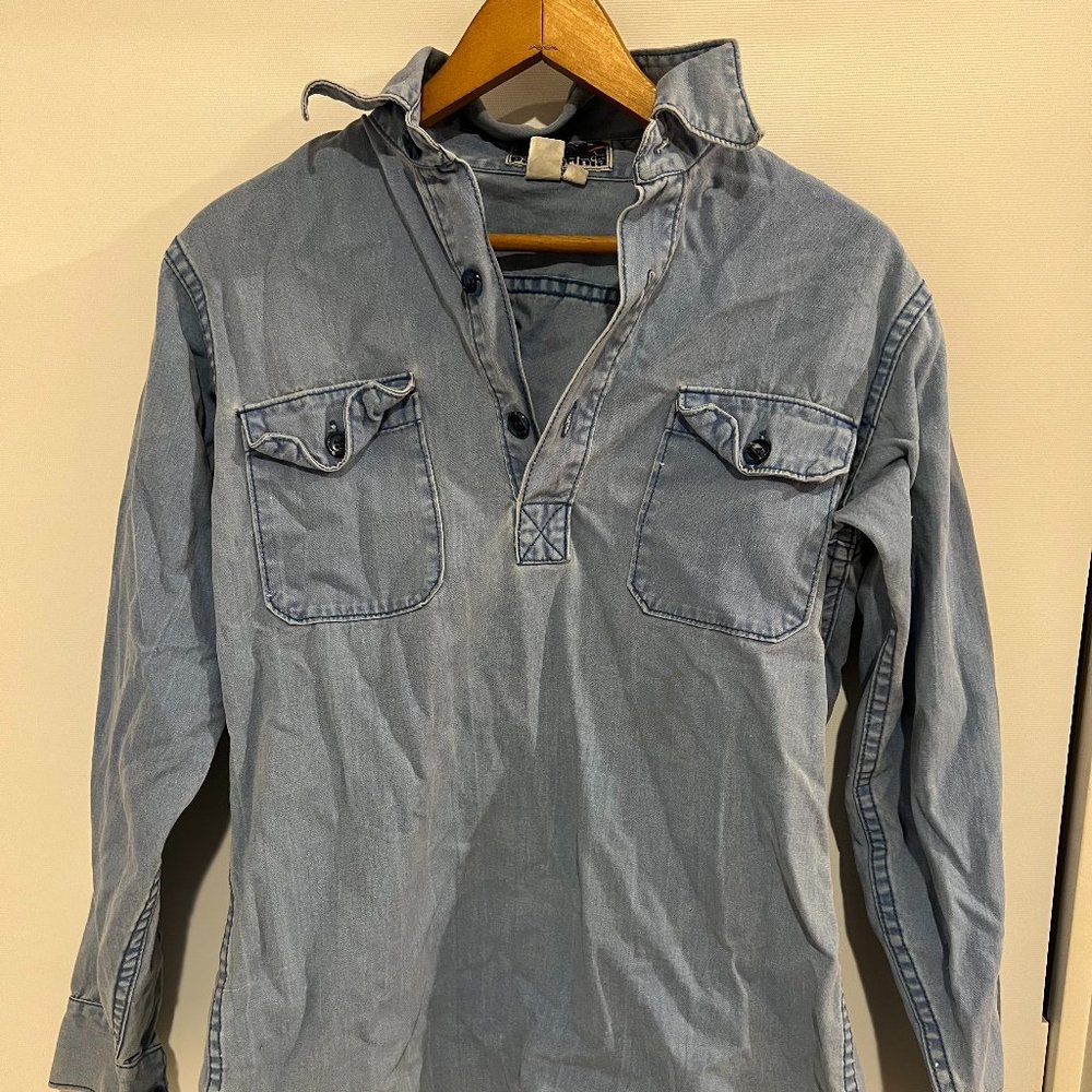 RARE 1970s Patagonia 1st Edition Denim Men's Pullover Shirt Size S